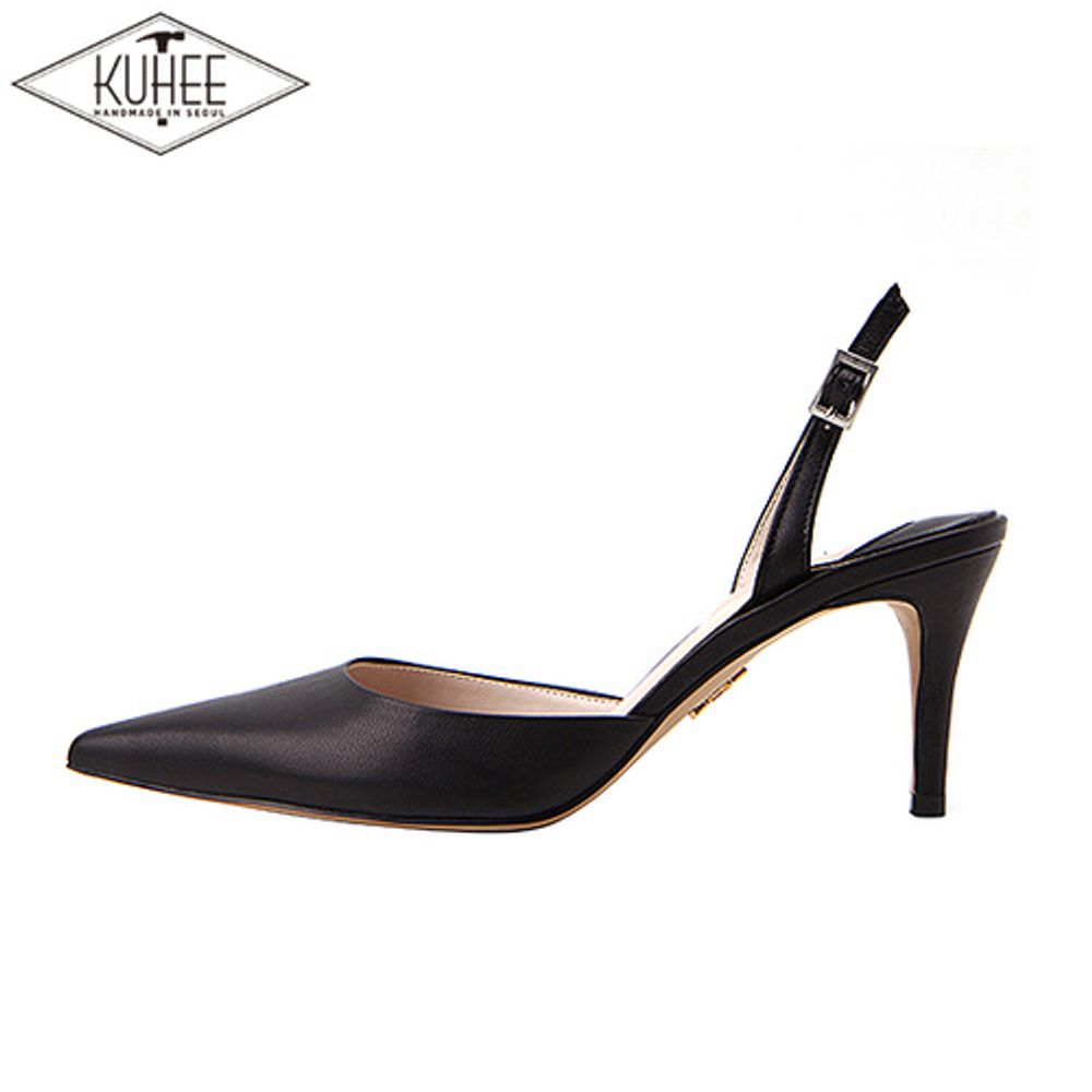 [KUHEE] Sling-back(7005-1_BK) 5/7cm-Middle Hill Basic Stelletto Daily Modern Handmade Shoes-Made in Korea